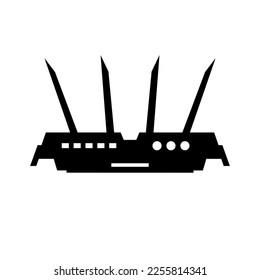Internet router silhouette icon. Internet connection equipment. Vector.