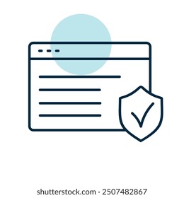 Internet safety vector icon. Web page with protection shield. Security sign. Graph symbol for your web site design, logo, app, UI