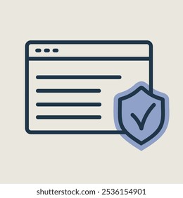 Internet safety vector icon. Web page with protection shield. Security sign. Graph symbol for your web site design, logo, app, UI