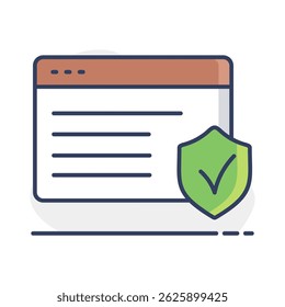 Internet safety vector icon. Web page with protection shield. Security sign. Graph symbol for your web site design, logo, app, UI