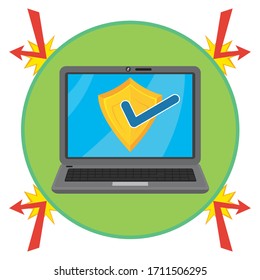 Internet safety virus internet security, illustration vector cartoon