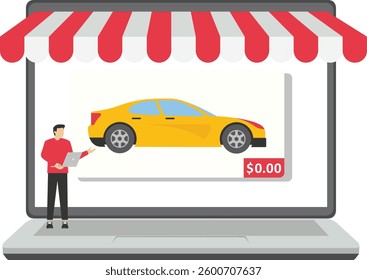 internet sale automobile purchase rent lease vehicle concept

