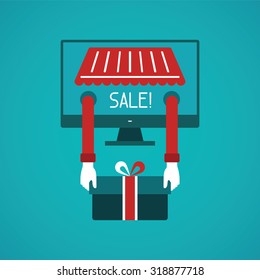 Internet sale vector concept in flat style