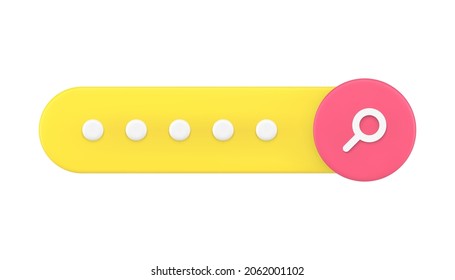 Internet search bar 3d icon. Yellow oblong stripe for navigation in web space. Modern search icon used in web design. Convenient user interface of applications. Realistic isolated vector