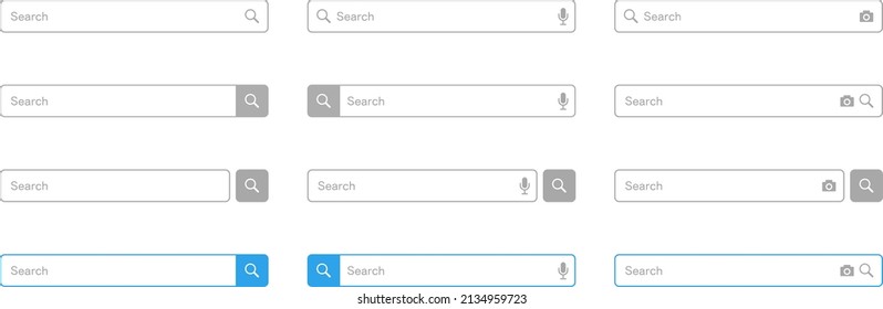 Internet search bar and audio icon design set