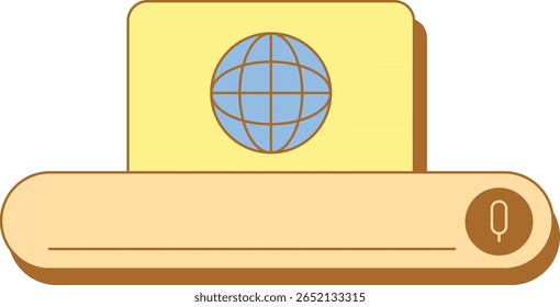 Internet-Suchleiste mit Globussymbol und Mikrofon-Illustration