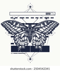 Internet search and butterfly. Symbol of soul, meditation, education, training. Searching information. Philosophy and psychology concept