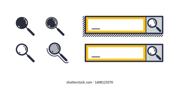 Internet search engine design elements vector in geometric modern lone flat style.