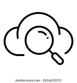 Internet search icon in line style with editable stroke. Cloud search icon in line style with editable stroke