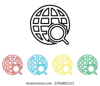 Internet search icon vector. Magnifying glass icon sign symbol in trendy flat style. Set elements in colored icons. Web search vector icon illustration isolated on white background