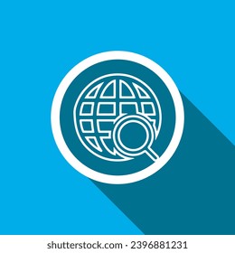 Internet search icon vector. Magnifying glass icon vector in trendy flat style. Web search icon image, Web search icon illustration isolated on blue background