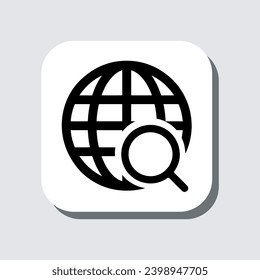 Internet search icon vector. Magnifying glass sign symbol vector in trendy flat style. Web search vector icon illustration in square isolated on gray background	