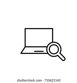 internet search, looking on pc line icon