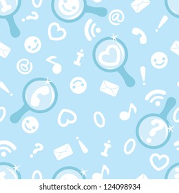 Internet search symbols seamless pattern background
