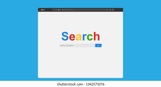 Internet search window. Browser search engine computer screen shape row web page engine blank tab website, flat vector illustration