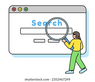 Internet searching, Search engine, Internet of thing. Simple vector illustration.
