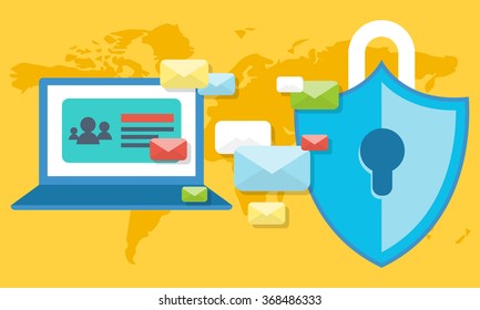 Internet Security Concept with Globe as Background