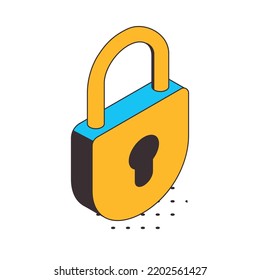 Internet security concept icon with 3d lock on white background isometric vector illustration