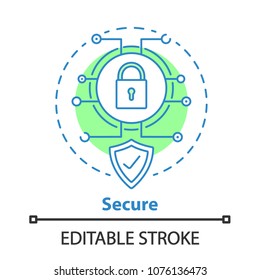 Internet security concept icon. Digital protection idea thin line illustration. Vector isolated outline drawing. Editable stroke