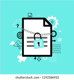 Internet security concept. Online safety, data protection, cloud computing. Flat vector icon for web design.