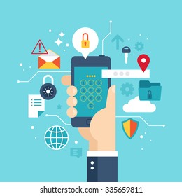 Concepto de seguridad de Internet con protección de smartphones y privacidad