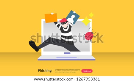 internet security concept with tiny people character. password phishing attack. stealing personal data. web landing page, banner, presentation, social, and print media template. Vector illustration