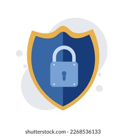 Internet security Concept for web page, cyber security. Big shield with padlock. Vector illustration