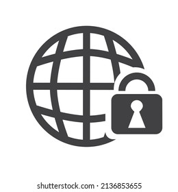 Internet security concept. Web symbol with padlock. Digital data protection Vector icon symbol