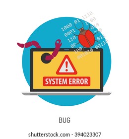 Internet Security and Cyber Crime Concept with Flat Icon Like Virus, Worm and Error. Vector for Flyer, Poster, Web Site and Printing Advertising.