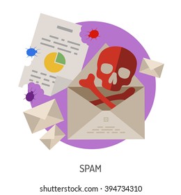 Internet Security and Cyber Crime Concept with Flat Icon Like Spam. Vector for Flyer, Poster, Web Site and Printing Advertising.