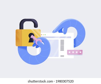 Internet security, Data protection concept. Traffic Encryption, VPN, Privacy Protection Antivirus hack. Flat illustration