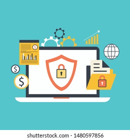 Internet security, data protection, secure data exchange, cryptography flat illustration concepts set. Creative flat design concepts for web banners, web sites, infographics. Flat vector illustrations