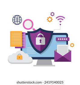 Internet security design colorful vector illustration