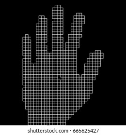 Internet security design. Pixel hand on black.  Abstract digital vector Illustration. Modern Hi tech background.