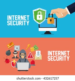 Internet security design. System icon. Colorful illustration , vector