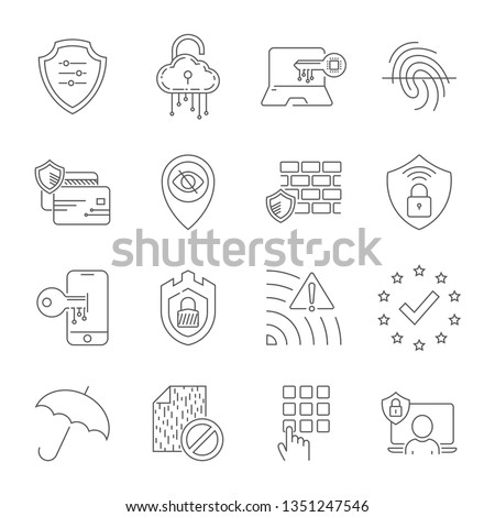 Internet security and digital protection line icons set. Design signs for web, app, ui. Modern perfect vector illustration. Editable Stroke. EPS 10