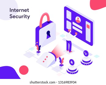 Internet Security Discount Isometric Illustration. Modern flat design style for website and mobile website.Vector illustration