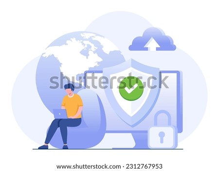 Internet Security, engineer, coding and programmer, protection, firewall, cyber crime, guard, flat vector illustration banner background