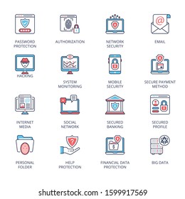  Internet Security filled line  icons - fully editable - vector