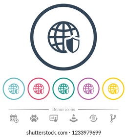 Internet security flat color icons in round outlines. 6 bonus icons included.