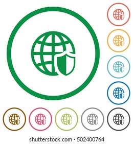 Internet security flat color icons in round outlines
