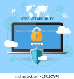 Internet Security Flat Design Illustration Eps 10 Vector