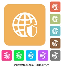 Internet security flat icons on rounded square vivid color backgrounds.