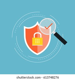 Internet security flat vector illustration design. Secured information, data privacy and padlock protection. Online security icon design for web banners and apps