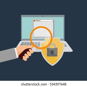 internet security hand search file vector illustration eps 10