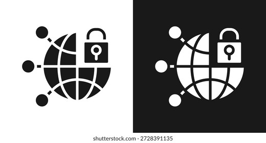 Internet Security Icon In Black And White Glyph Style
