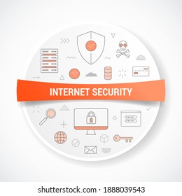 seguridad de Internet con el concepto de icono con forma redonda o circular