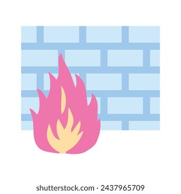 Internet security, icon of firewall in modern flat style