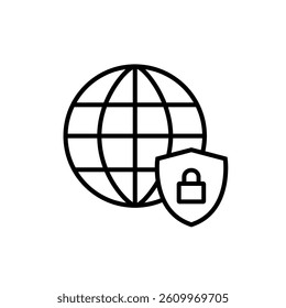 Internet security icon. Global security and international protection icon. World network security icon