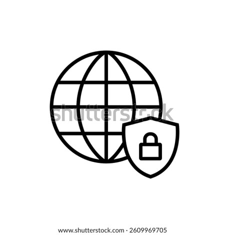 Internet security icon. Global security and international protection icon. World network security icon